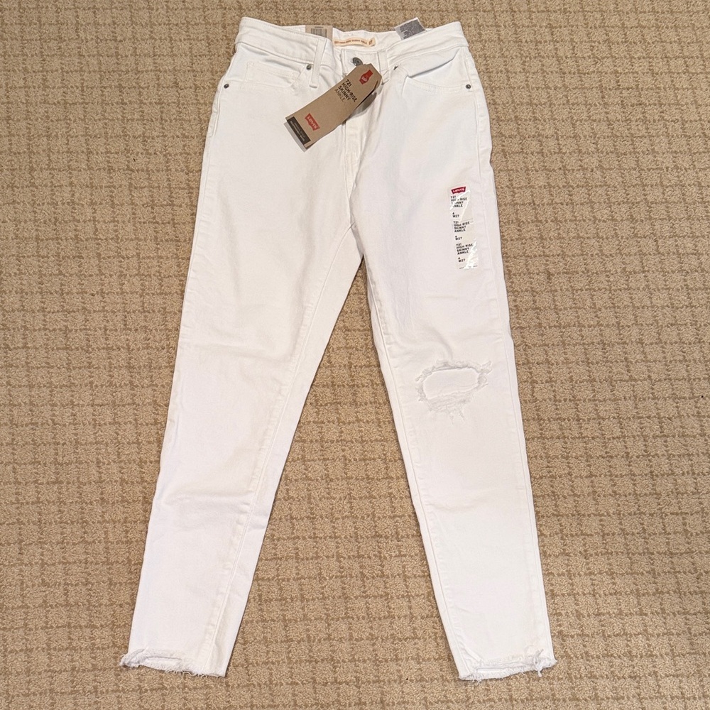 Levi's White Distressed Skinny Jeans